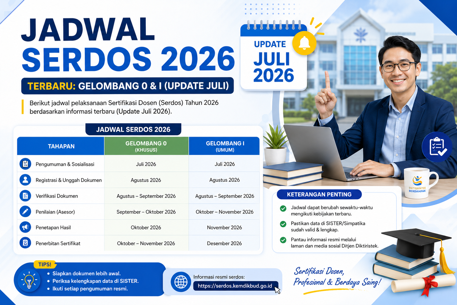Jadwal Serdos 2026 Terbaru: Gelombang 0 & I (Update Juli)